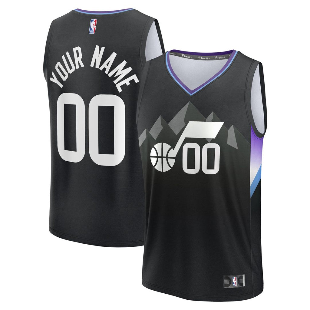 Utah Jazz Fanatics Fast Break Custom Jersey - Statement Edition - Black
