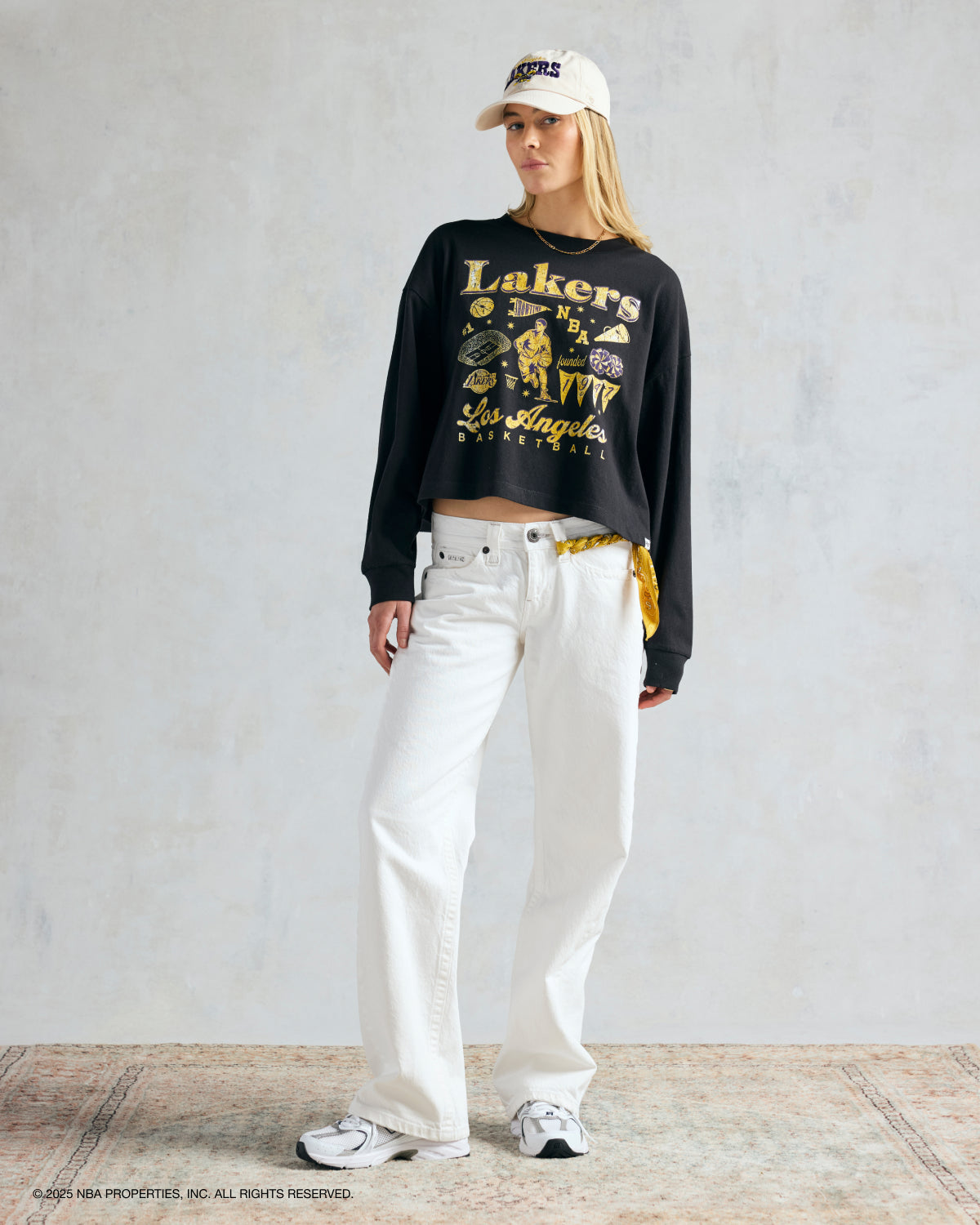 LOS ANGELES LAKERS TEAM COLLAGE '47 SYDNEY LONG SLEEVE TEE WOMENS