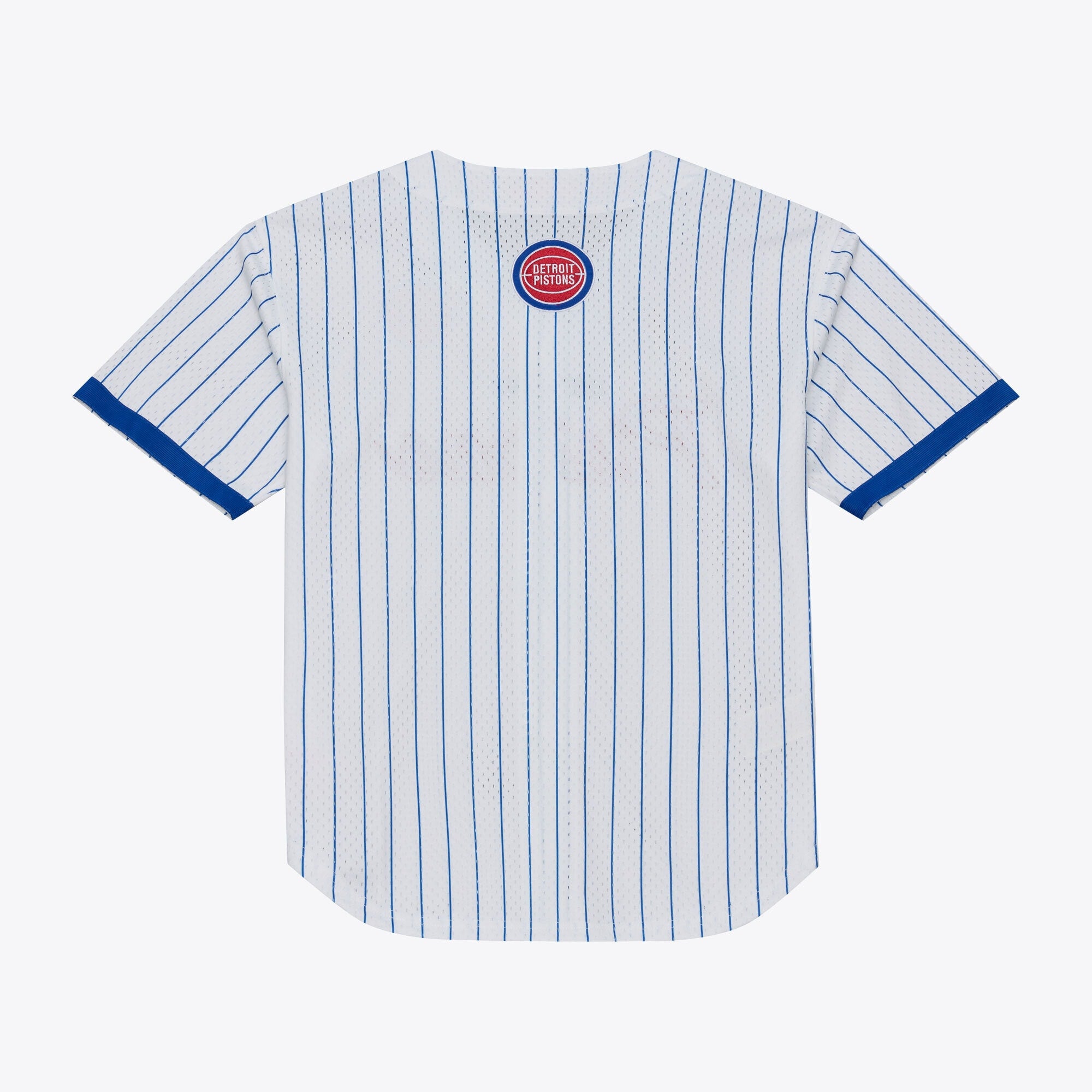 Detroit Pistons Mitchell & Ness Head Coach Pinstripe Mesh Full-Button Baseball Jersey - White