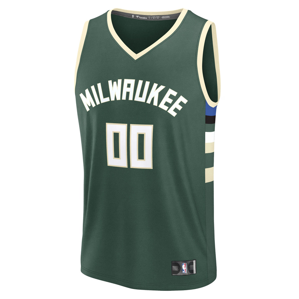 Milwaukee Bucks Fanatics Youth Fast Break Custom Replica Jersey - Black  - Statement Edition