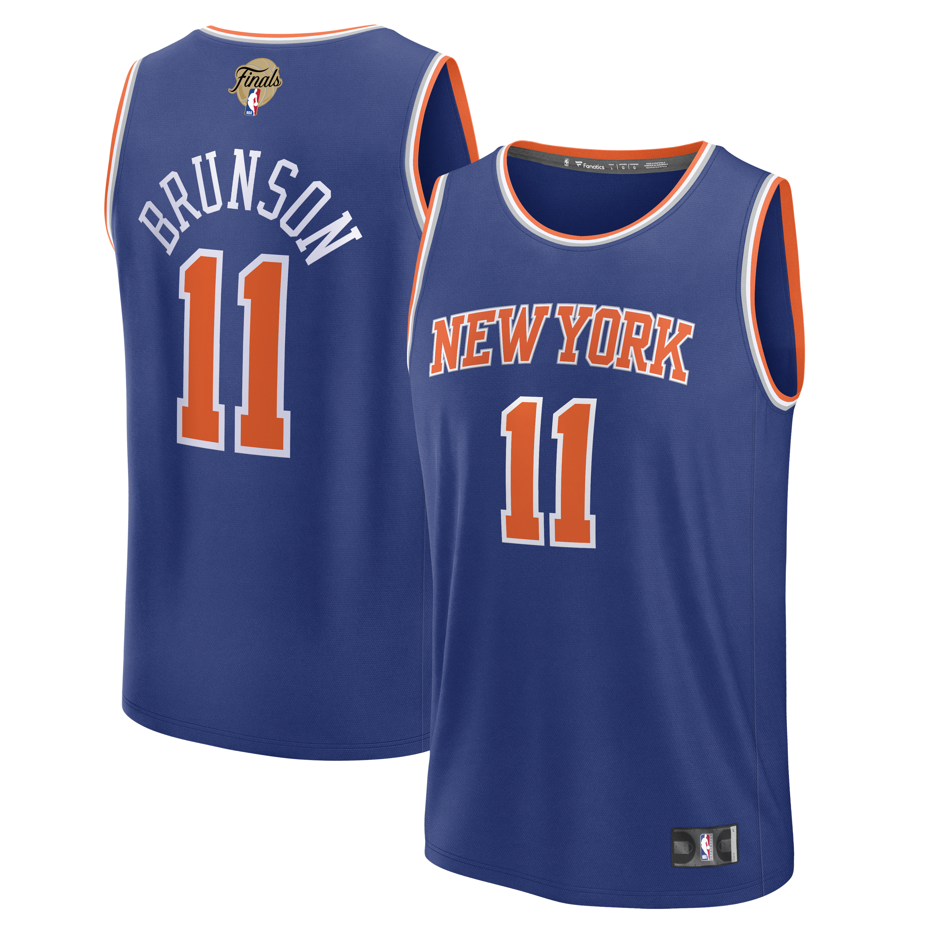 Jalen Brunson New York Knicks Fanatics Youth 2026 NBA Finals Patch Fast Break Jersey - Blue - Icon Edition