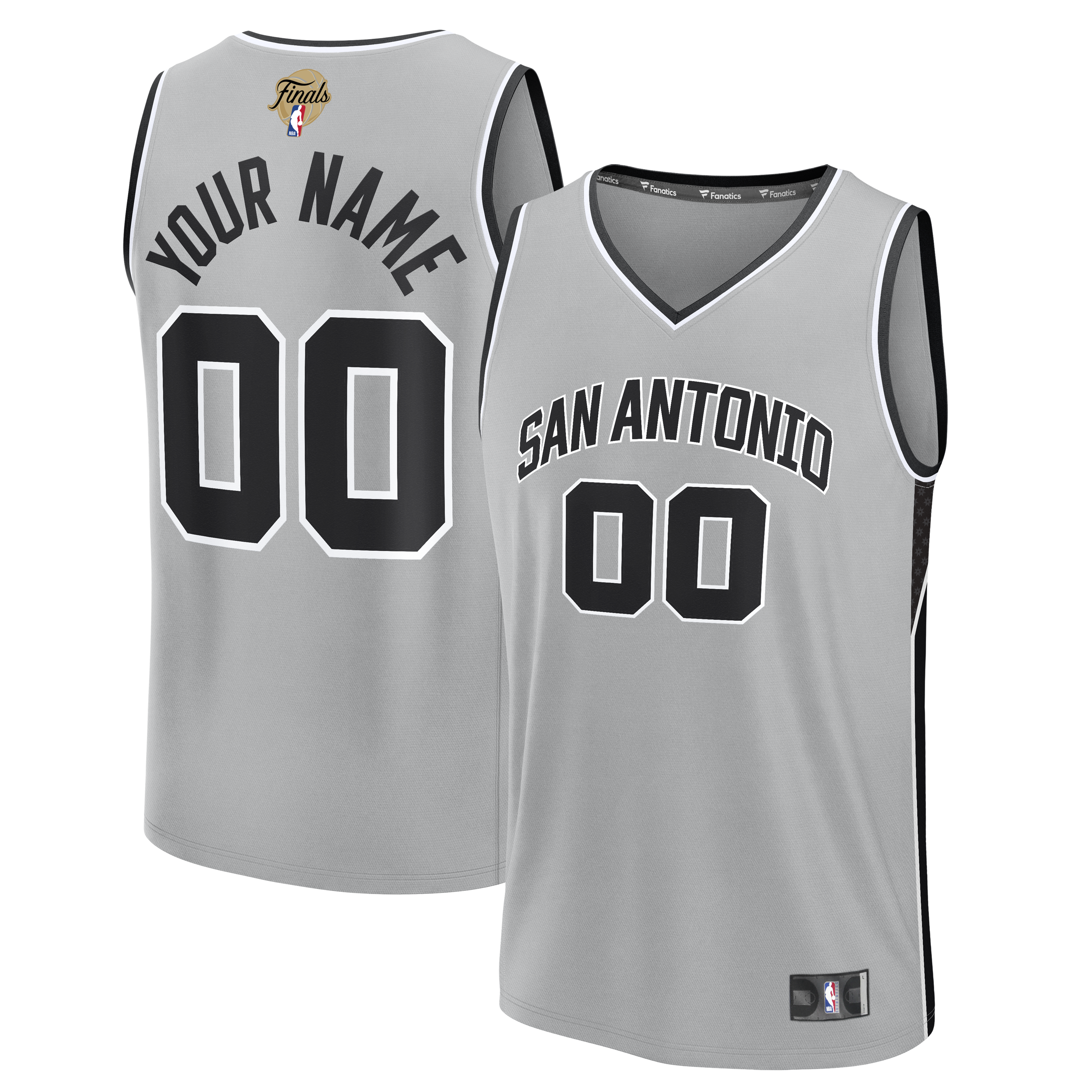 San Antonio Spurs Fanatics Youth 2026 NBA Finals Fast Break Custom Jersey - Statement Edition - Silver